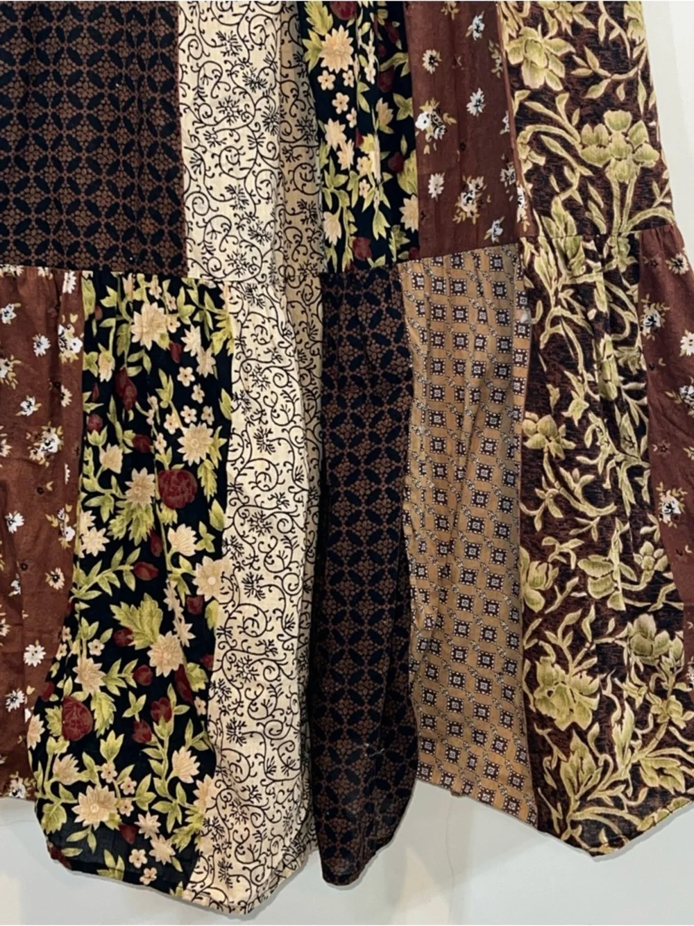 Sag Harbor Brown Patchwork Maxi Skirt - Picture 3 of 6